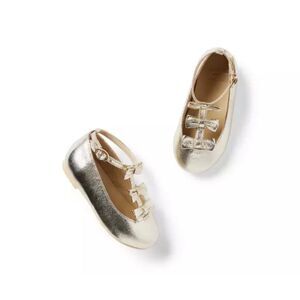 Janie and Jack Metallic Bow Ballet Flat in Gold Size 5